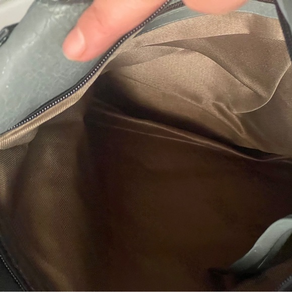 Hand-Painted Gray Leather Tote with White Horses